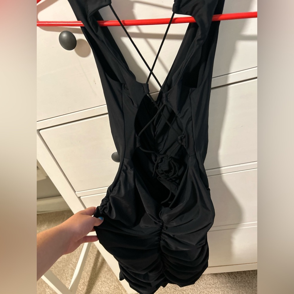 Adika Black Ruched Mini Dress - Picture 3 of 3